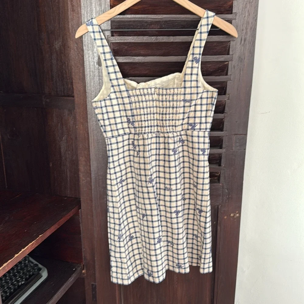 Sezane White and Navy Checked Mini Dress - Picture 7 of 11